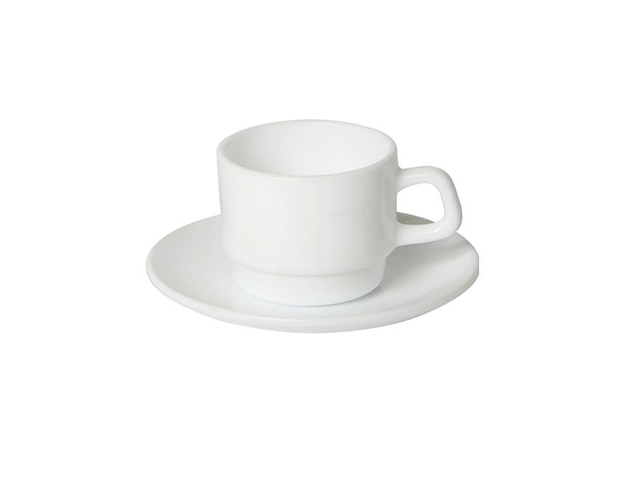 Koffiekop, schotel en lepel Basic
