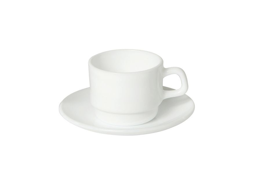 Theekop, schotel en lepel Basic