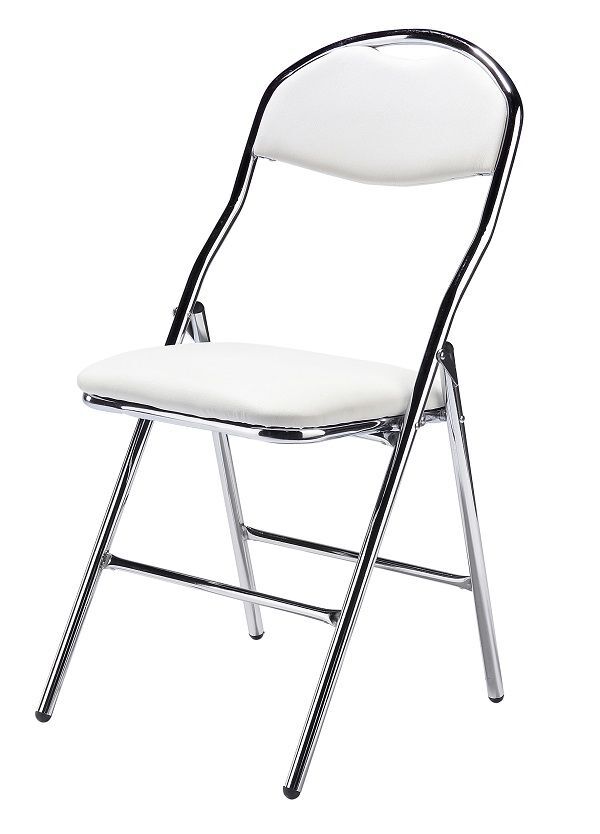 Klapstoel wit, chroom frame