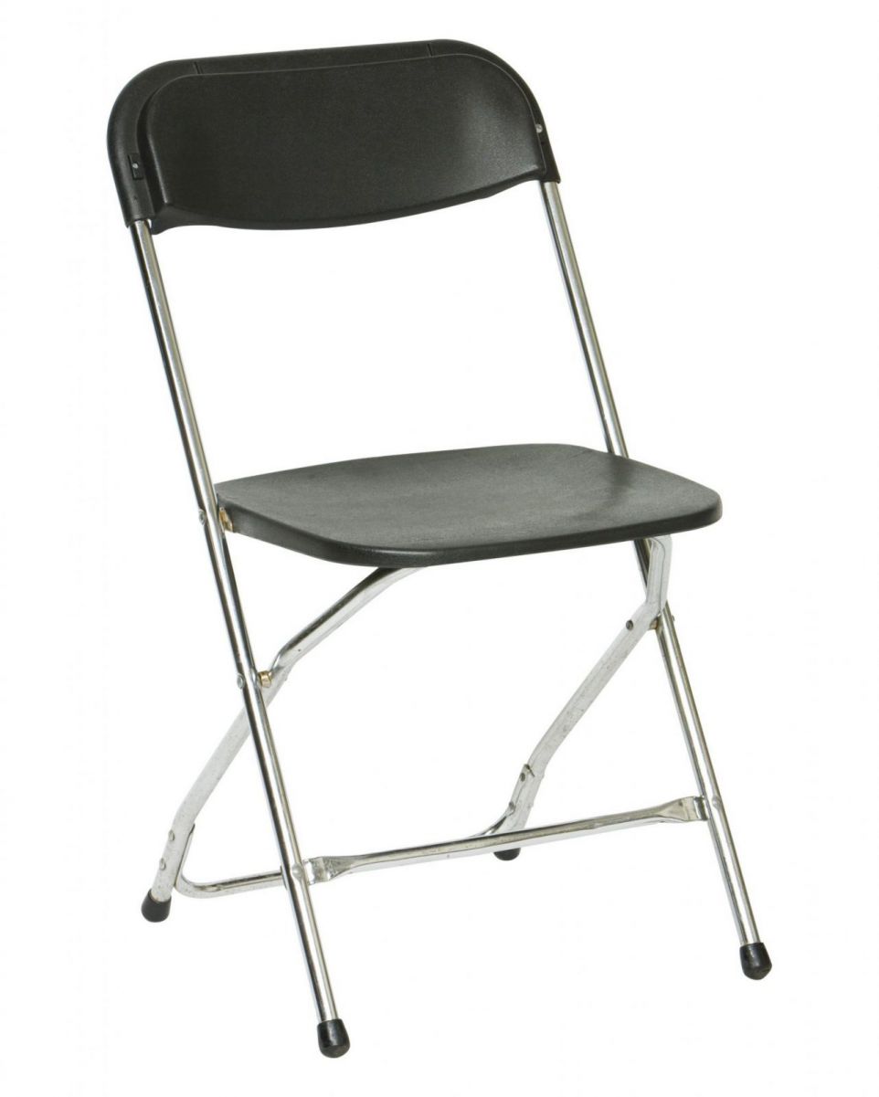 Klapstoel zwart, chroom frame (aanbieding)