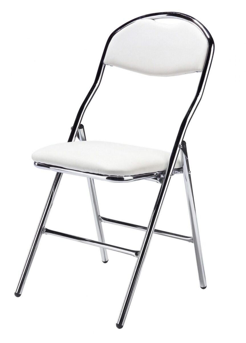 Klapstoel wit, chroom frame (aanbieding)