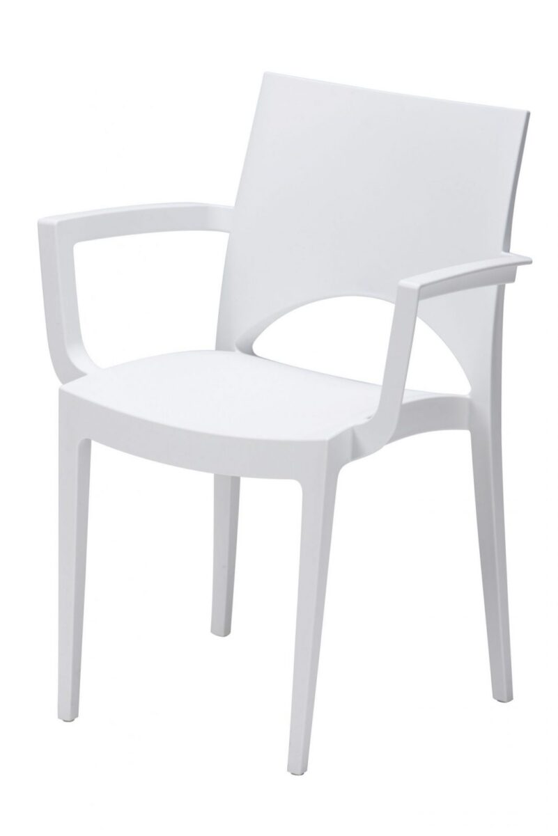 Stoel wit met armleuning (aanbieding)