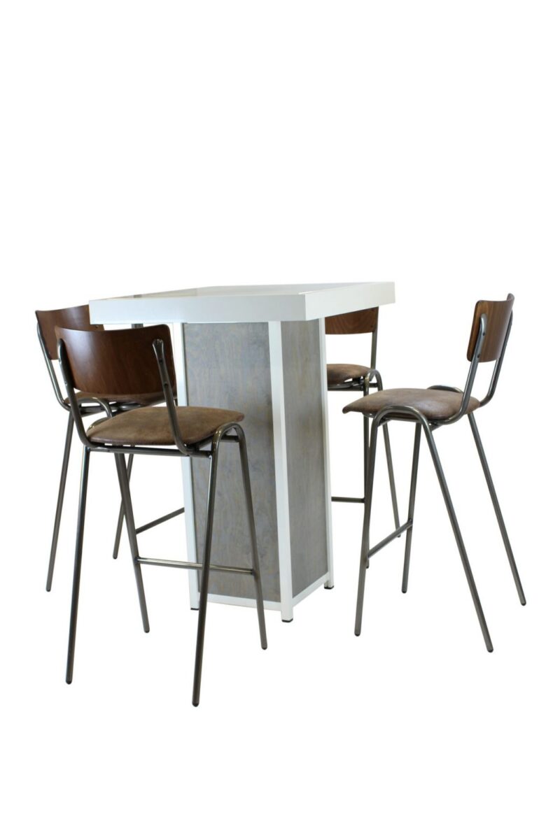 Statafel kolom wit – Grey / Wood