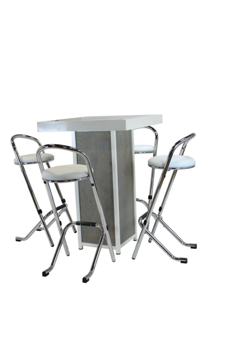 Statafel kolom wit – Grey / Wood