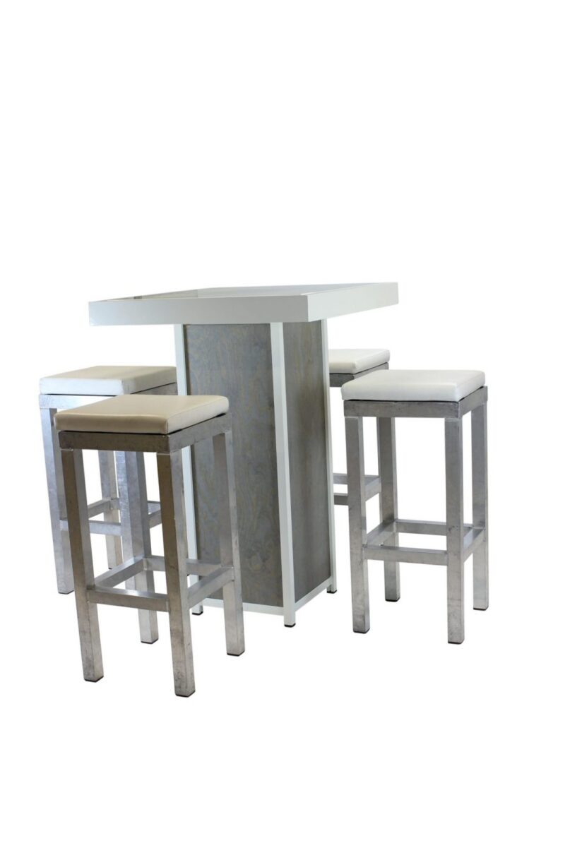 Statafel kolom wit – Grey / Wood