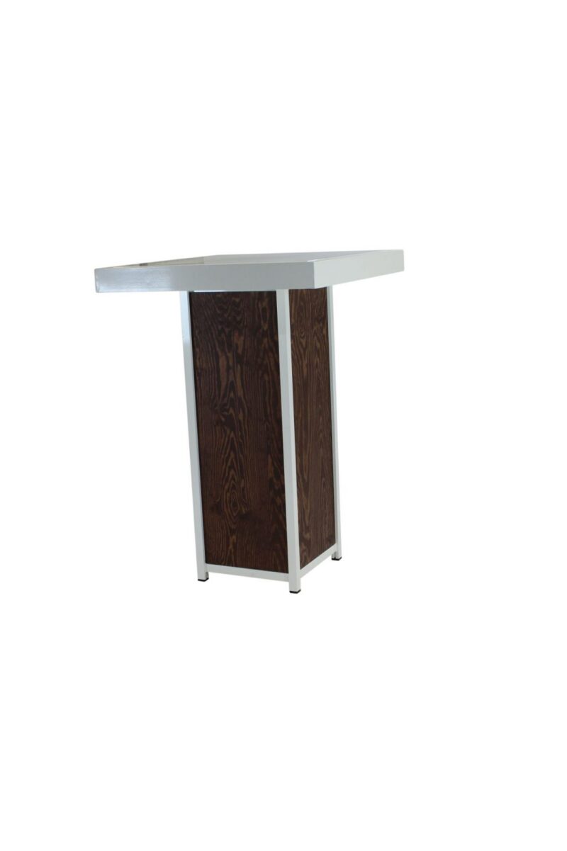 Statafel kolom wit – Grey / Wood