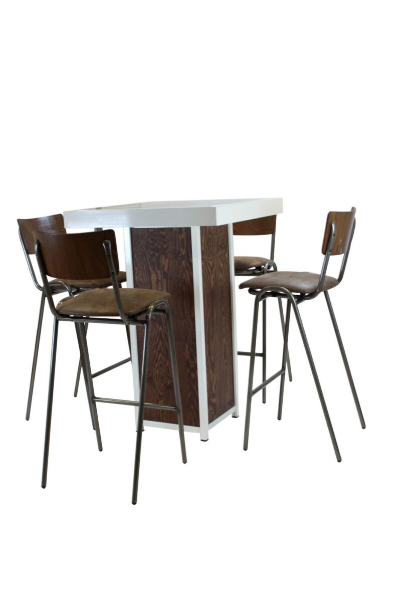 Statafel kolom wit – Grey / Wood