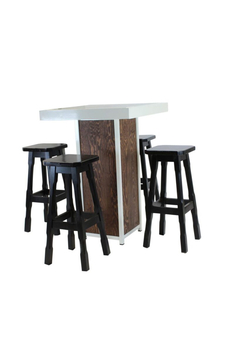 Statafel kolom wit – Grey / Wood