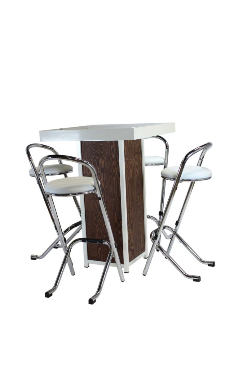 Statafel kolom wit – Grey / Wood
