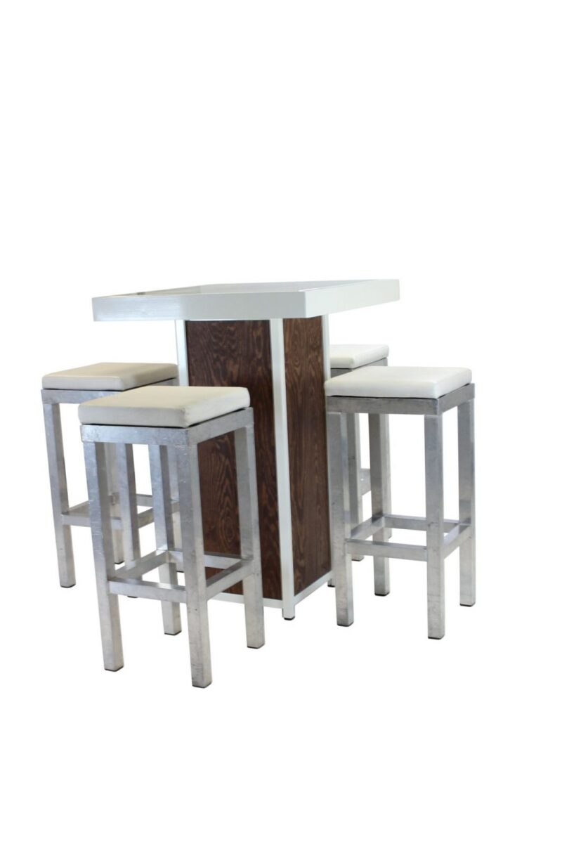 Statafel kolom wit – Grey / Wood
