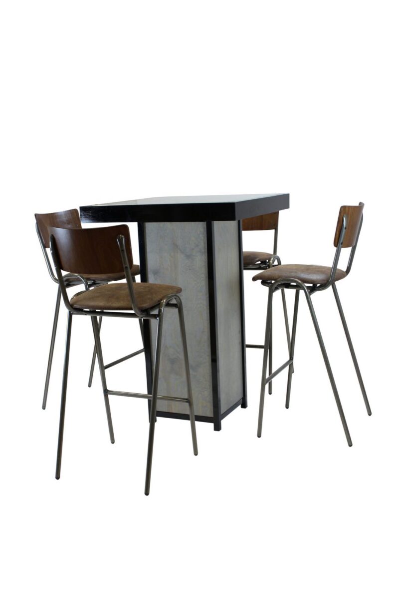 Statafel kolom zwart – Grey / Wood