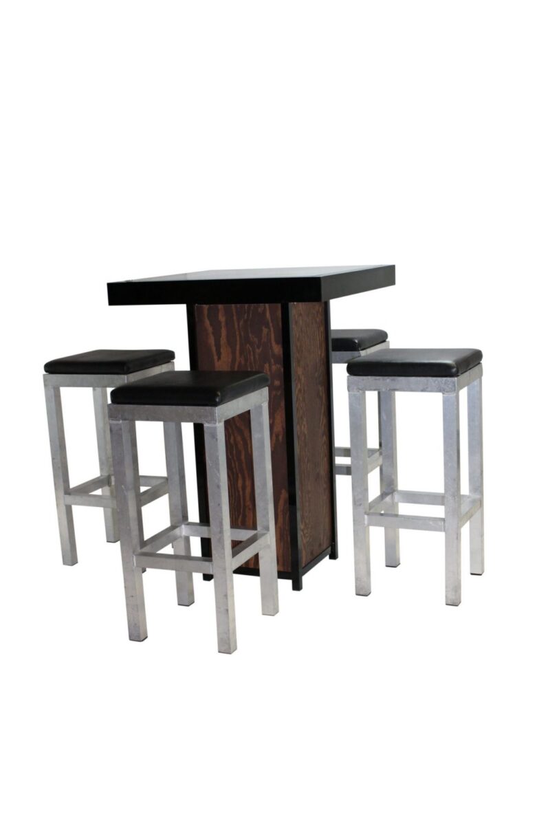 Statafel kolom zwart – Grey / Wood