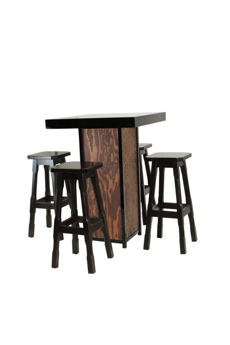 Statafel kolom zwart – Grey / Wood