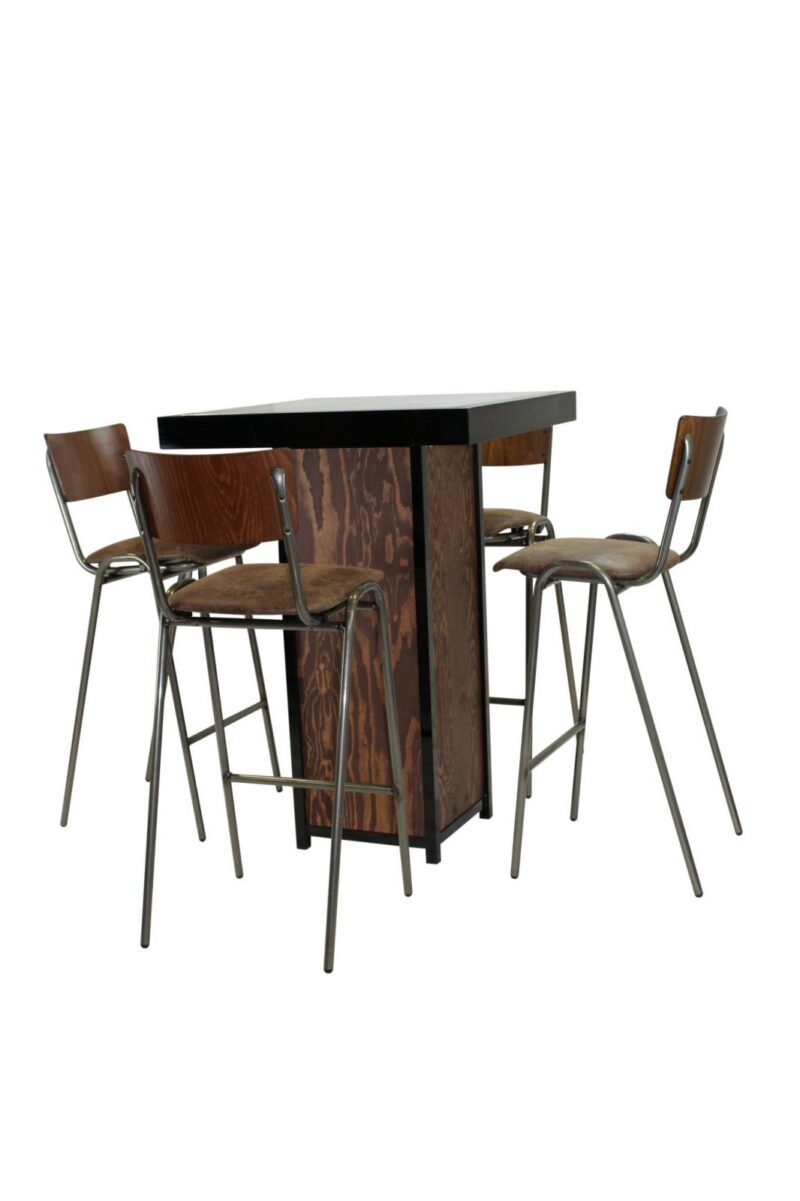 Statafel kolom zwart – Grey / Wood