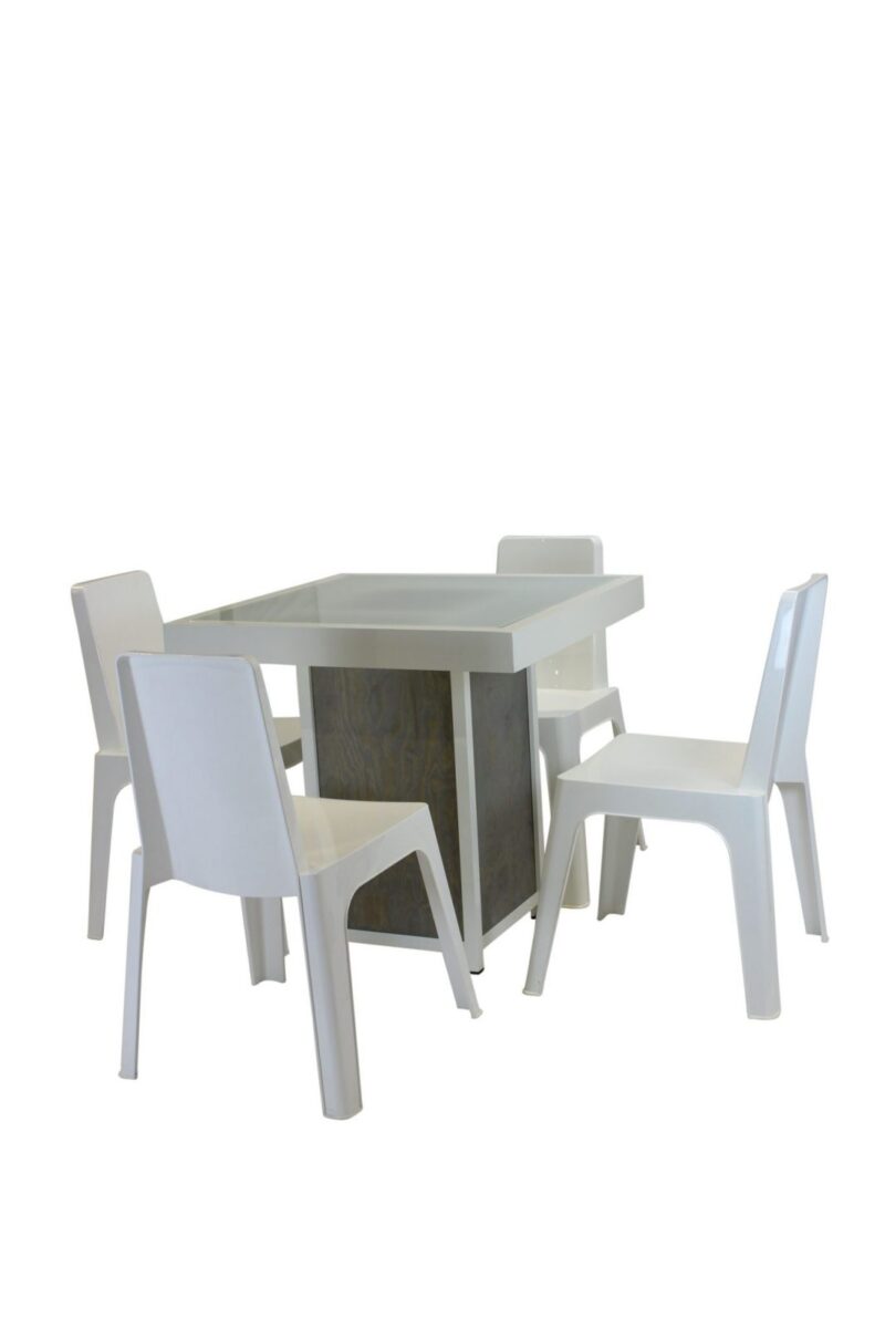 Terrastafel kolom wit – Grey / Wood