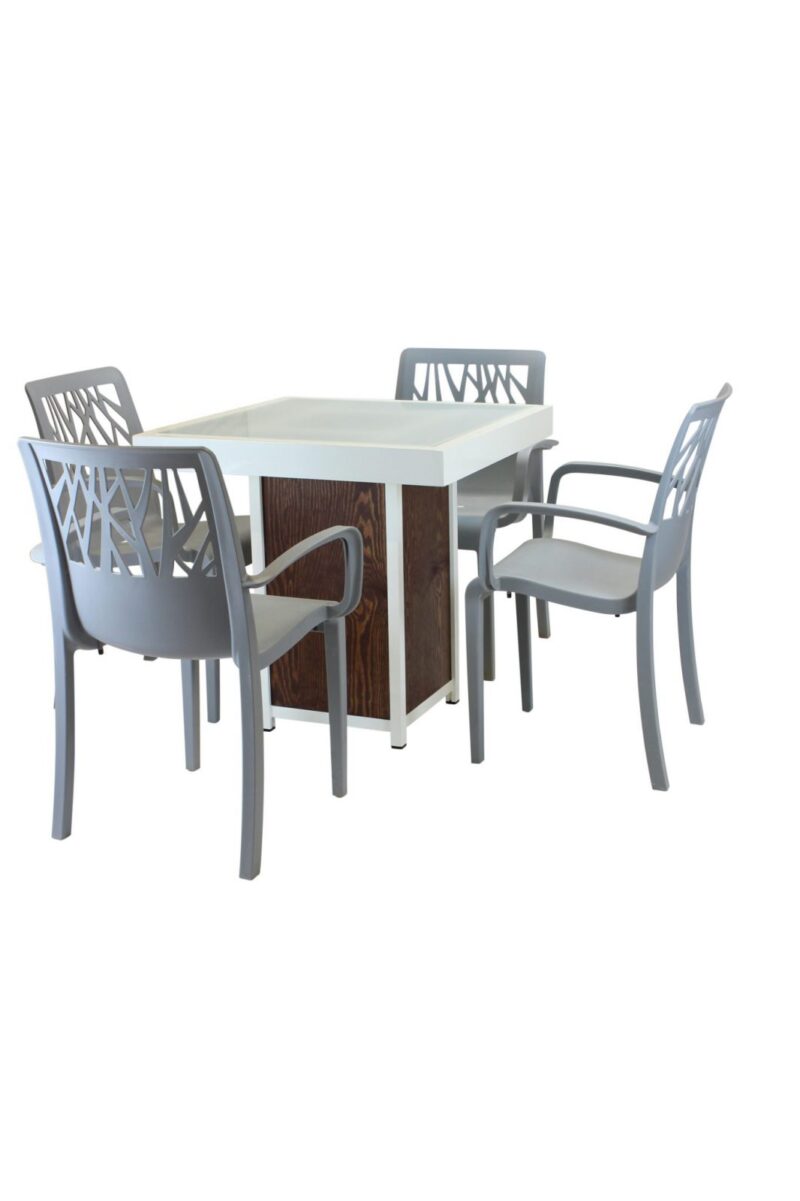 Terrastafel kolom wit – Grey / Wood