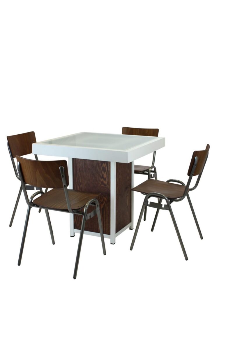 Terrastafel kolom wit – Grey / Wood