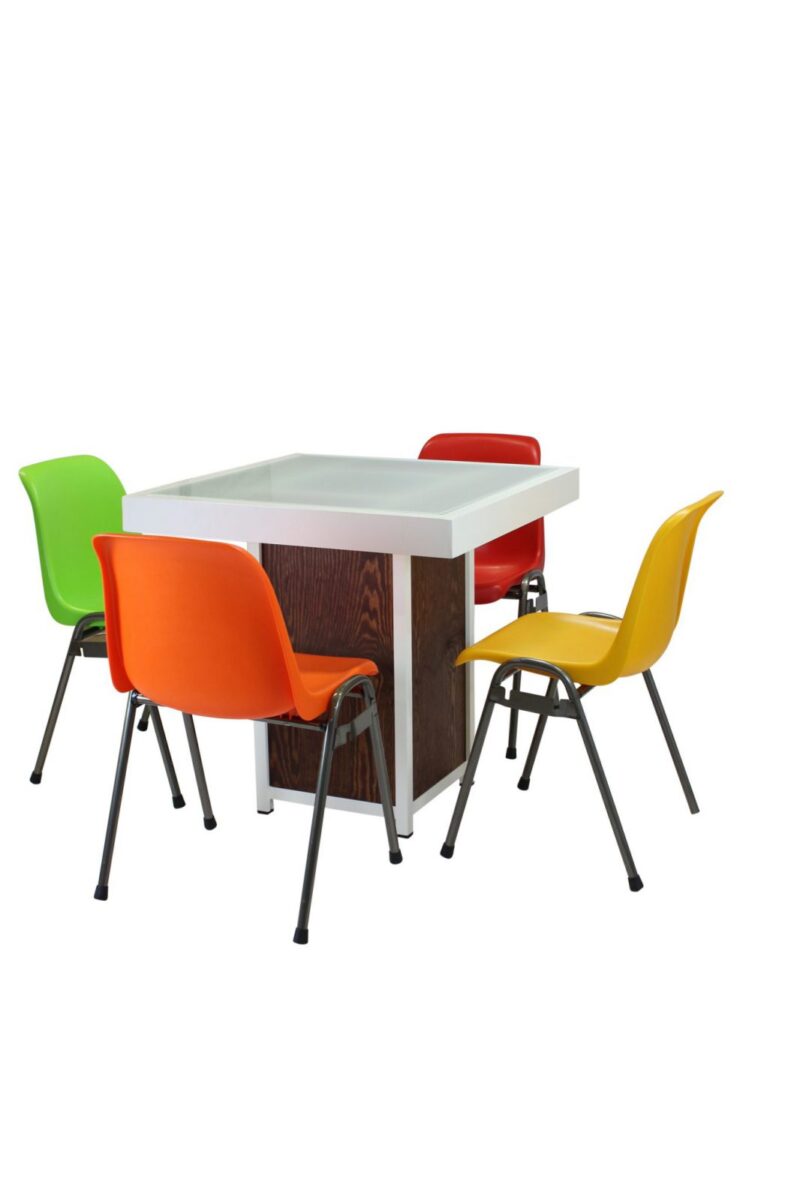 Terrastafel kolom wit – Grey / Wood