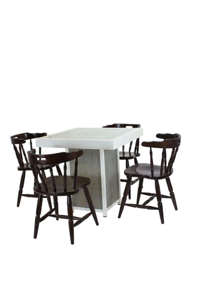 Terrastafel kolom wit – Grey / Wood