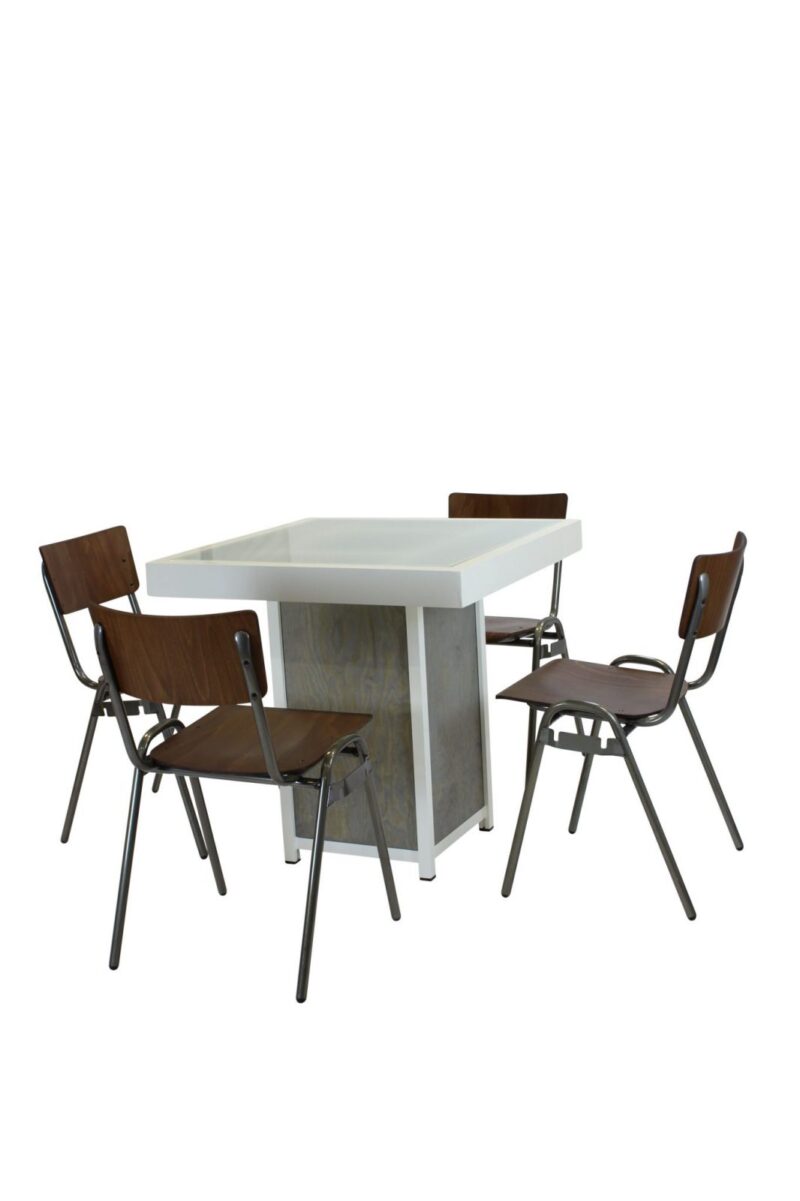 Terrastafel kolom wit – Grey / Wood