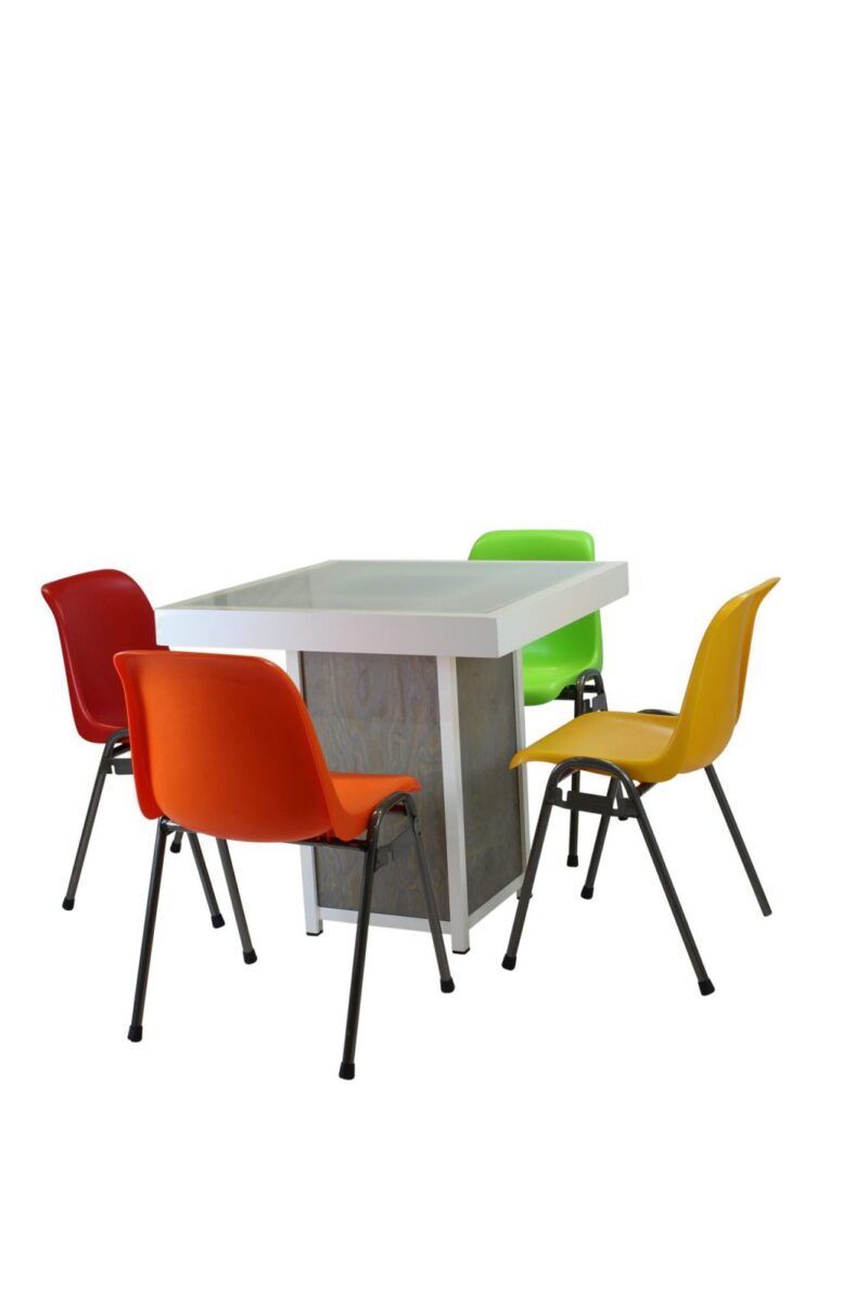 Terrastafel kolom wit – Grey / Wood