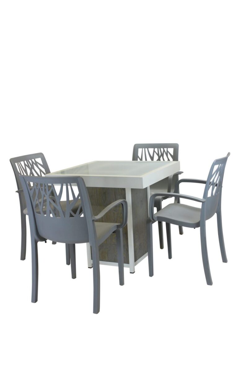 Terrastafel kolom wit – Grey / Wood