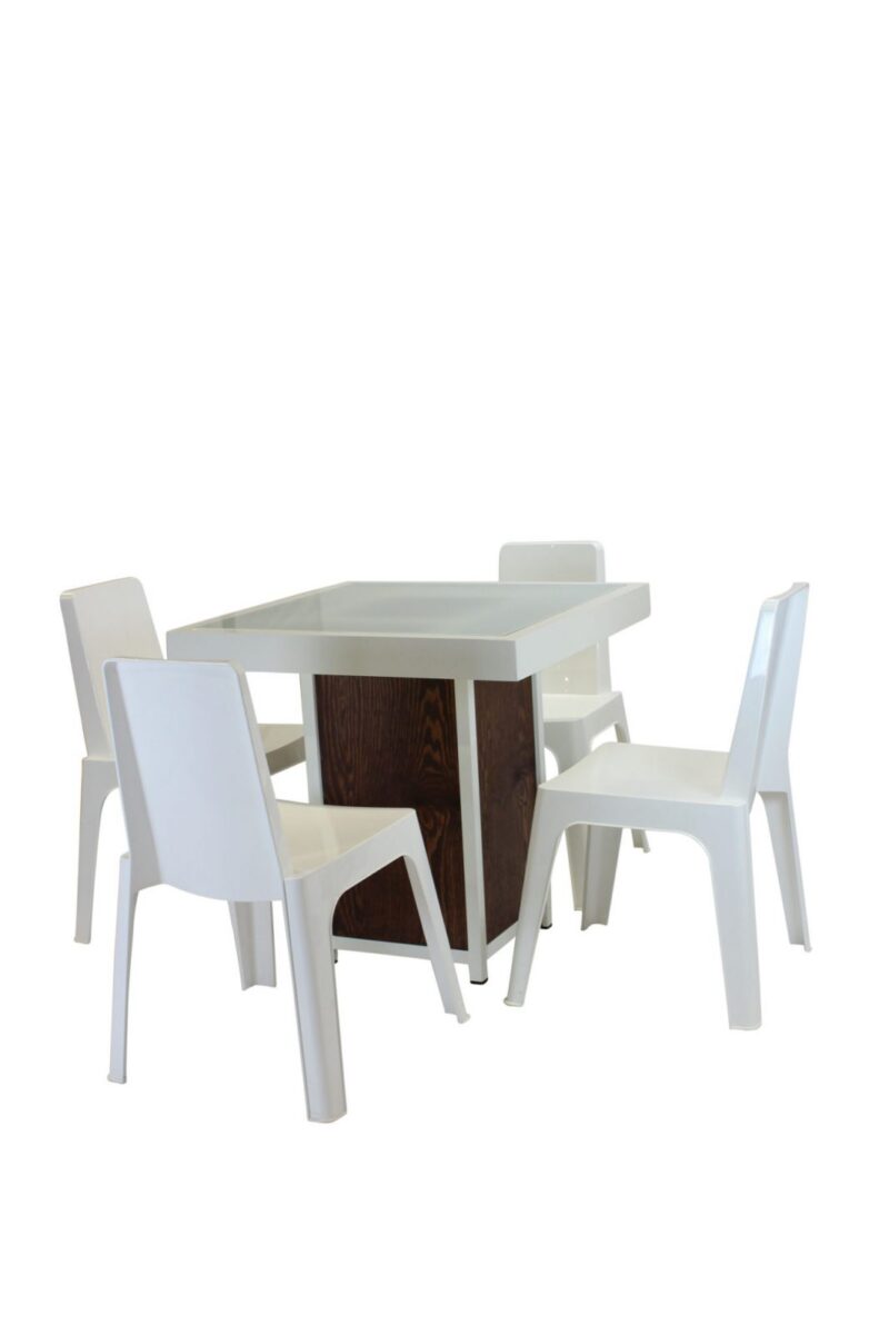 Terrastafel kolom wit – Grey / Wood