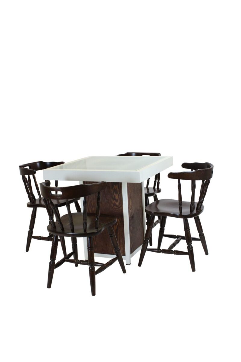 Terrastafel kolom wit – Grey / Wood