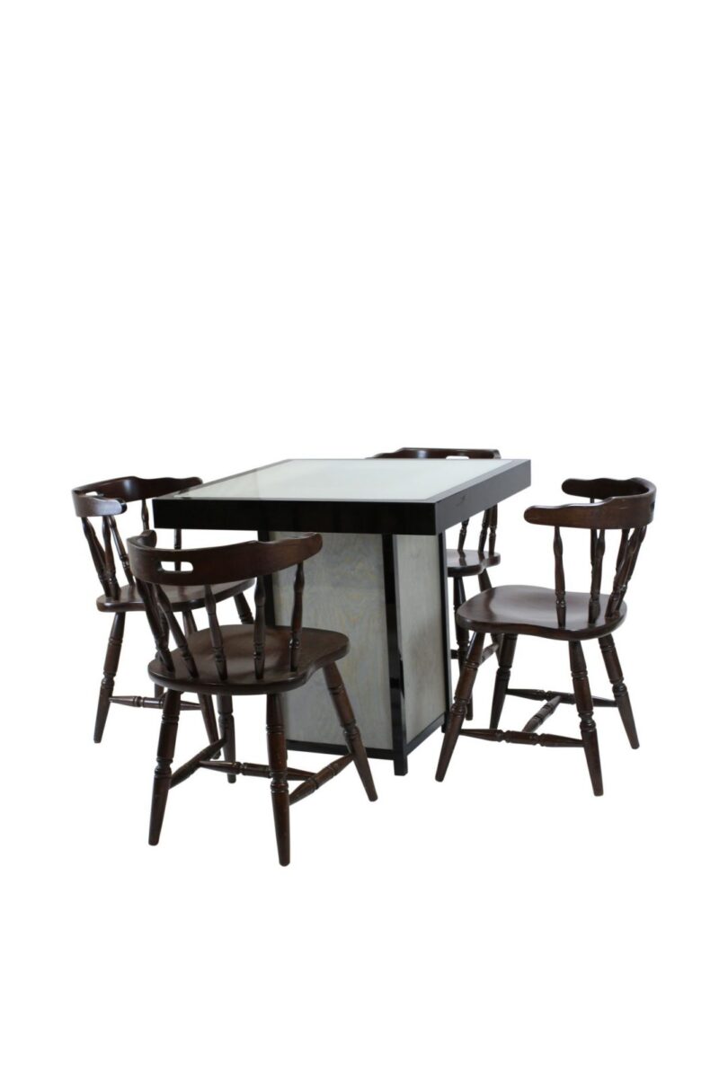 Terrastafel kolom zwart – Grey / Wood