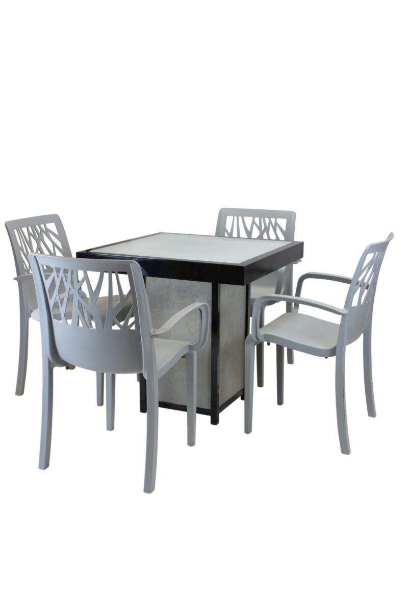 Terrastafel kolom zwart – Grey / Wood