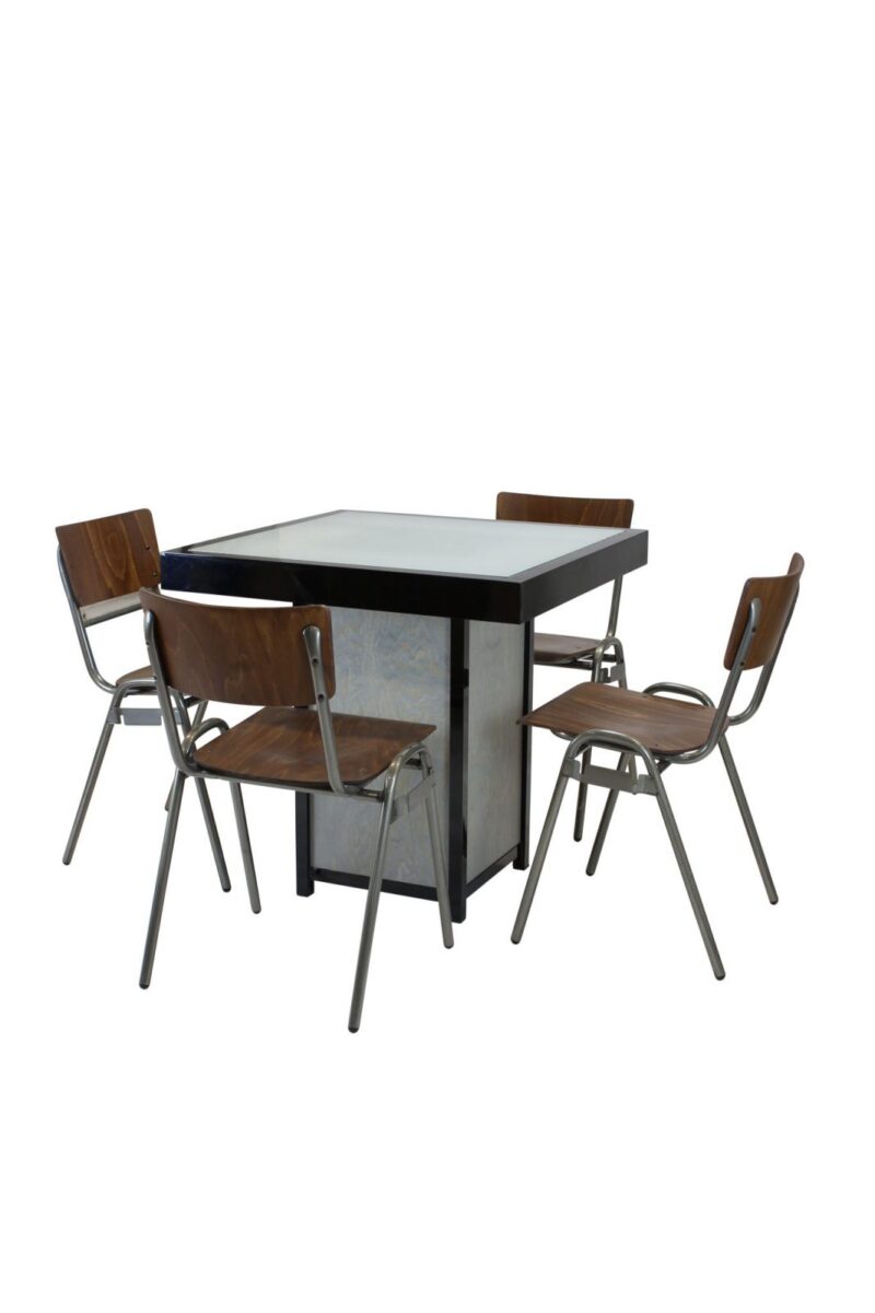 Terrastafel kolom zwart – Grey / Wood