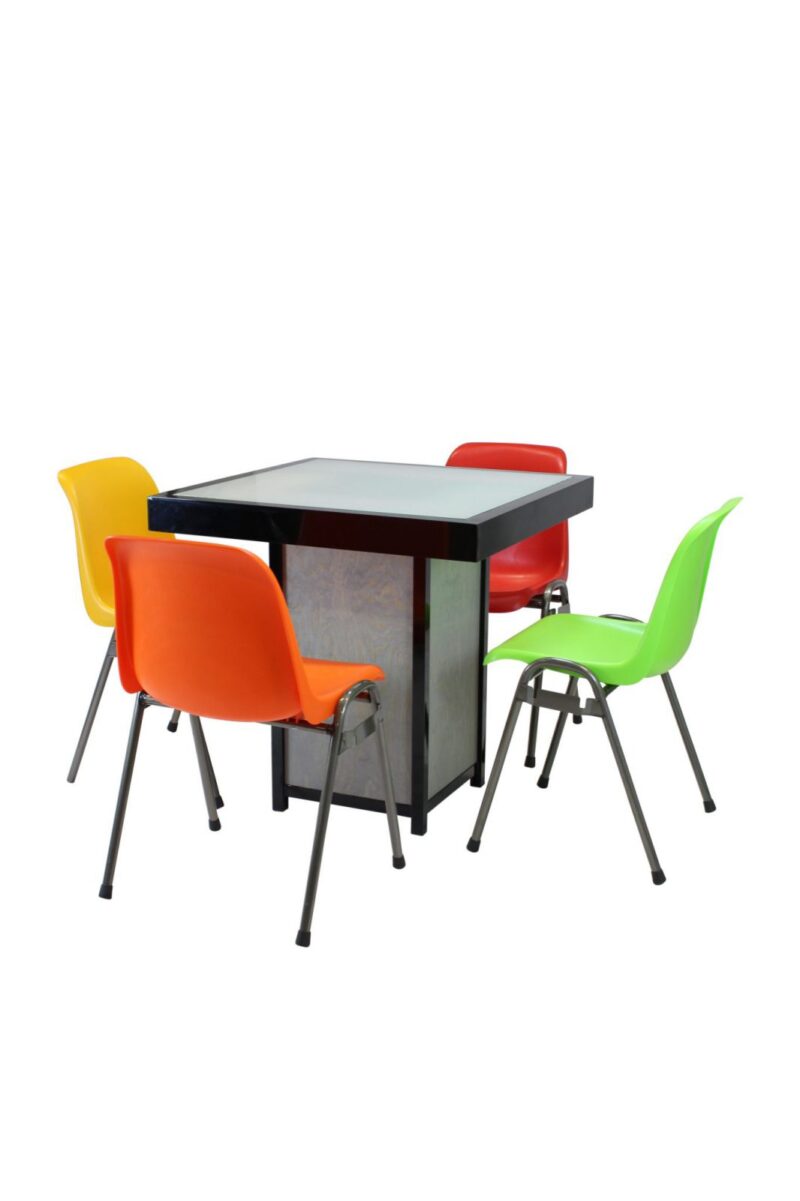 Terrastafel kolom zwart – Grey / Wood