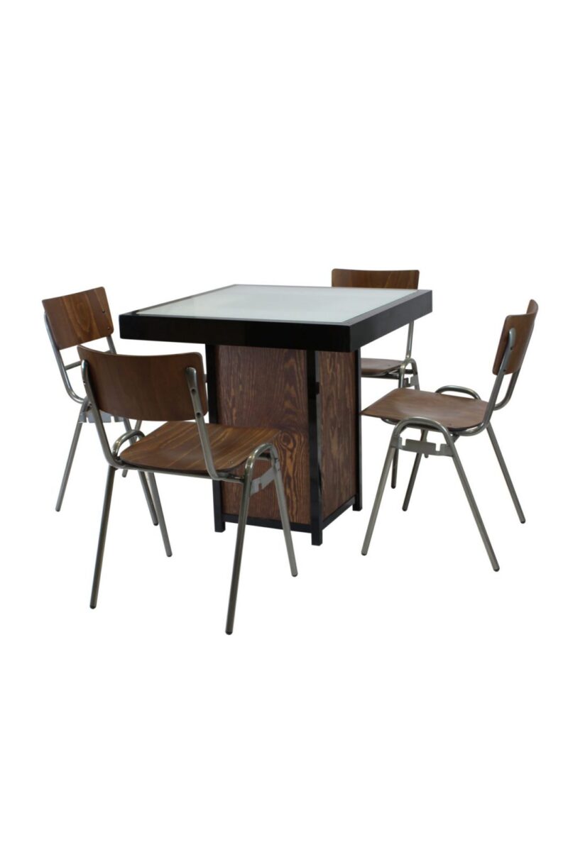 Terrastafel kolom zwart – Grey / Wood