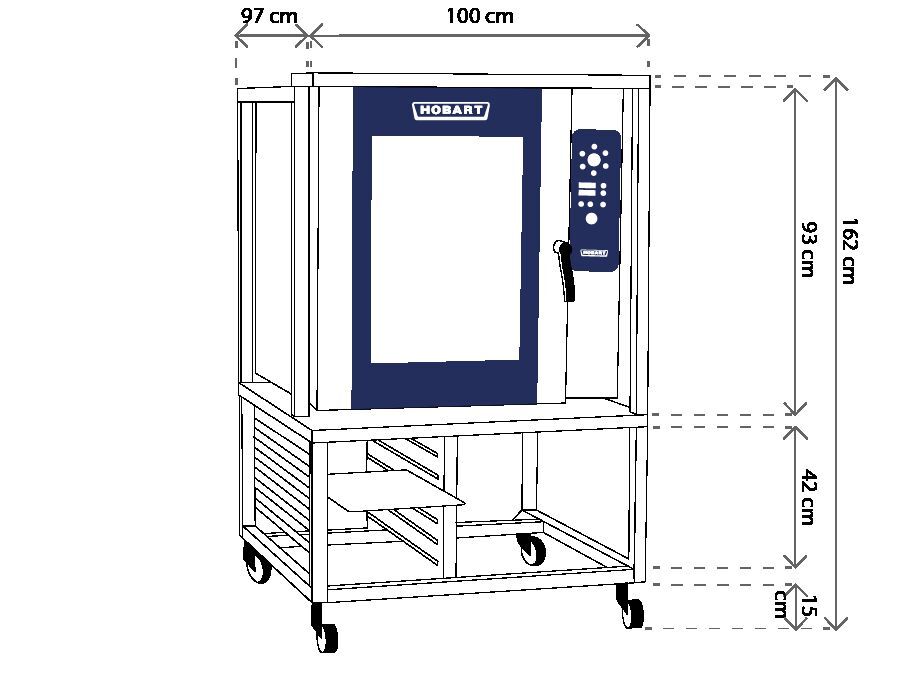 Combi-steamer 10 x 1/1 GN (incl. onderstel)