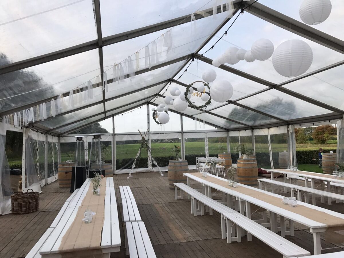 Alu-frame glastent 6 meter breed