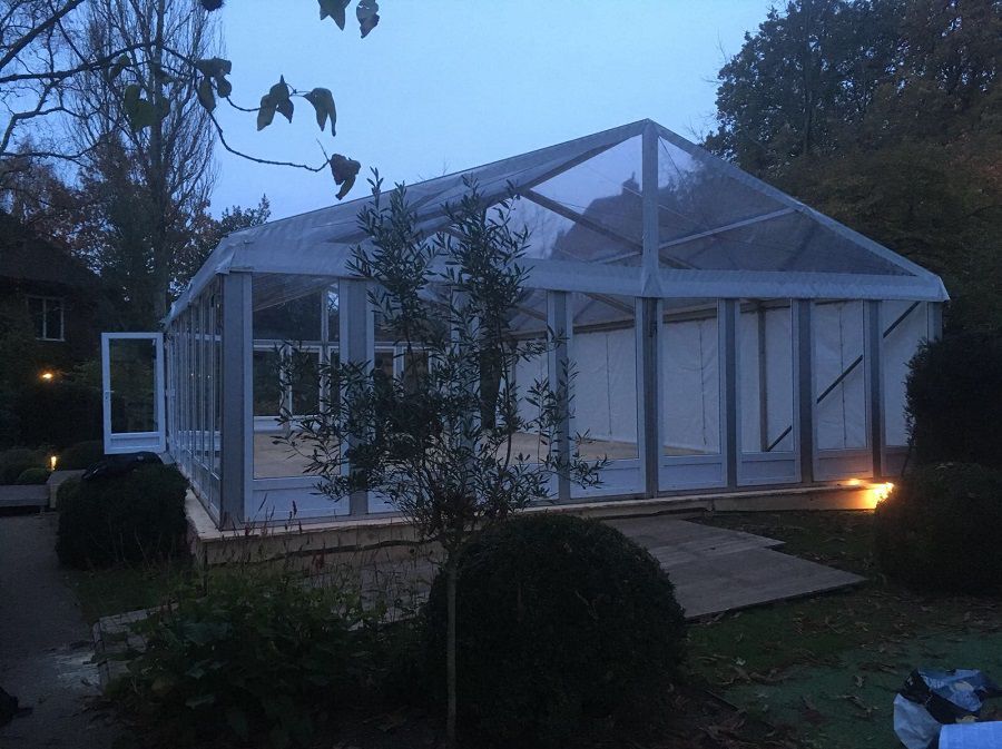 Alu-frame glastent 6 meter breed